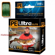 Плетеный шнур Aqua PE Ultra Elite Sea Profi Dark-Green 0.35 мм. 300 м.