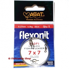 Поводок Agat Flexonit 7х7 Silver 30 см. 6.8 кг. (упаковка 2 шт.)