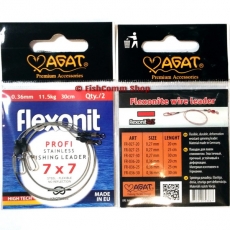 Поводок Agat Flexonit 7х7 Silver 30 см. 11.5 кг. (упаковка 2 шт.)