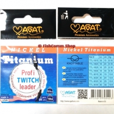 Поводок Agat Nickel Titanium Twitch Profi длина 25 см. тест 18 lb. (упаковка 1 шт.) Поводок Agat Nickel Titanium Twitch Profi длина 25 см. тест 18 lb. (упаковка 1 шт.)