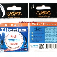 Поводок Agat Nickel Titanium Twitch Profi длина 20 см. тест 30 lb. (упаковка 1 шт.) Поводок Agat Nickel Titanium Twitch Profi длина 20 см. тест 30 lb. (упаковка 1 шт.)