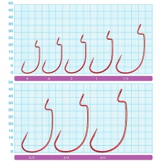Крючок офсетный Owner 5109 Red №1/0 J-Light Worm Hook (6 шт.)