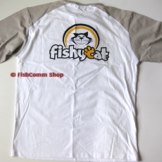 Футболка с длинным рукавом Fishycat бело-бежевая (100% хлопок) с логотипом S