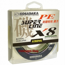 Плетеный шнур Kosadaka Super PE X8 0.30 (#3.5) Dark Green 150 m.