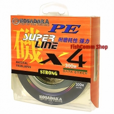 Плетеный шнур Kosadaka Super Line PE X4 0.30 (#3.5) Dark Green 300 m.