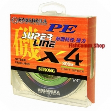 Плетеный шнур Kosadaka Super Line PE X4 0.25 (#2.5) Light Green 300 m.