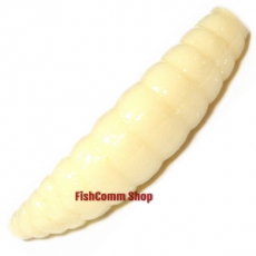 Силиконовая приманка Kosadaka Maggot 30. Цвет WH (белый с золотыми блестками). 12 шт. (сыр)