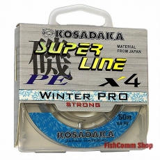 Плетеный шнур Kosadaka Super Line PE X4 Winter Pro зимний 0.16 мм. 50 м. Прозрачный