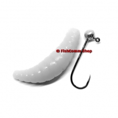 Силиконовая приманка Kosadaka Maggot 40. Цвет WH (белый с золотыми блестками). 8 шт. (креветка)