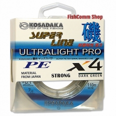 Плетеный шнур Kosadaka Super Line PE X4 Ultralight Pro 0.04 мм. 110 м. Dark Green