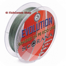 Плетеный шнур Scorana Evolution 0.18 мм. 135 м. Smoke Green