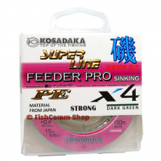 Плетеный шнур тонущий Kosadaka Super Line PE X4 Feeder Pro 0.14 мм. Dark Green 150 m.