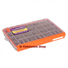 Коробка герметичная Kosadaka TB-S67 4 продольные секции + доп. вставки (оранжевая) 356х227х48 мм.