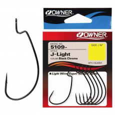 Крючок офсетный Owner 5109 BC №2/0 J-Light Worm Hook (6 шт.)